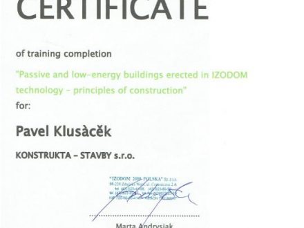 Certifikát na systém IZODOM