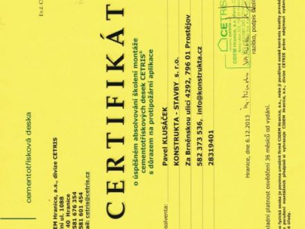 Certifikát Cetris